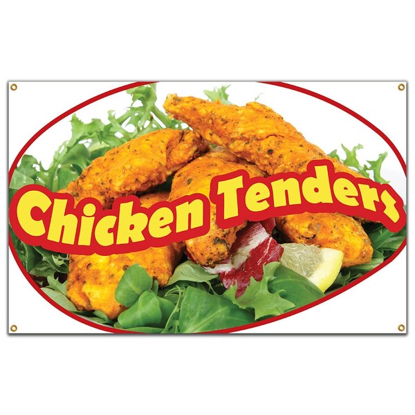 Chicken Tenders Banner Heavy Duty 13 Oz Vinyl with Grommets